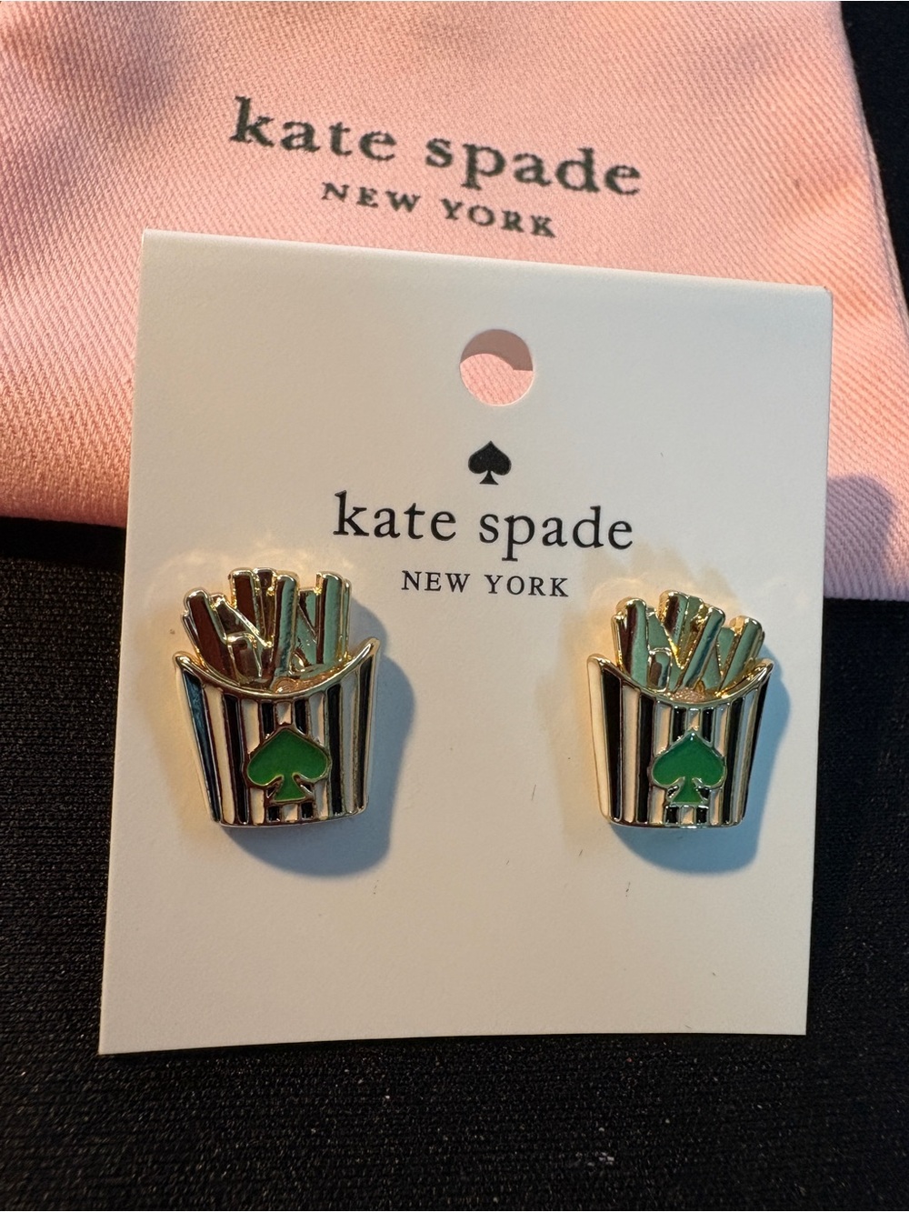 kate spade New York Gold & Green French Fry Stud Earrings - Picture 2 of 4